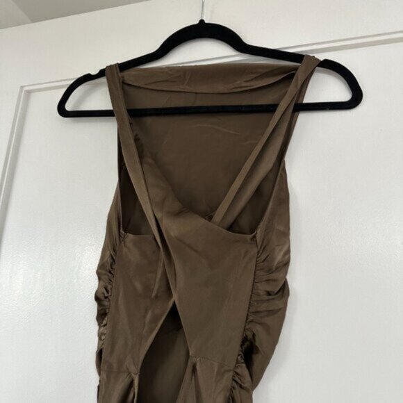 NWT Reformation Anaiis Bridesmaid Silk Maxi Dress Sz 4 in Morel Cut-out Back - Picture 8 of 8